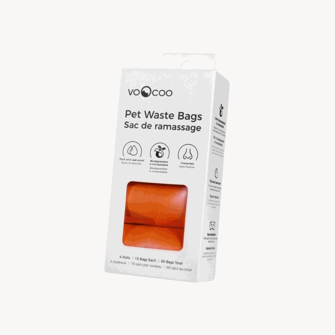 Waste bags for dispenser, 4 rolls, biodegradable and leak-proof.