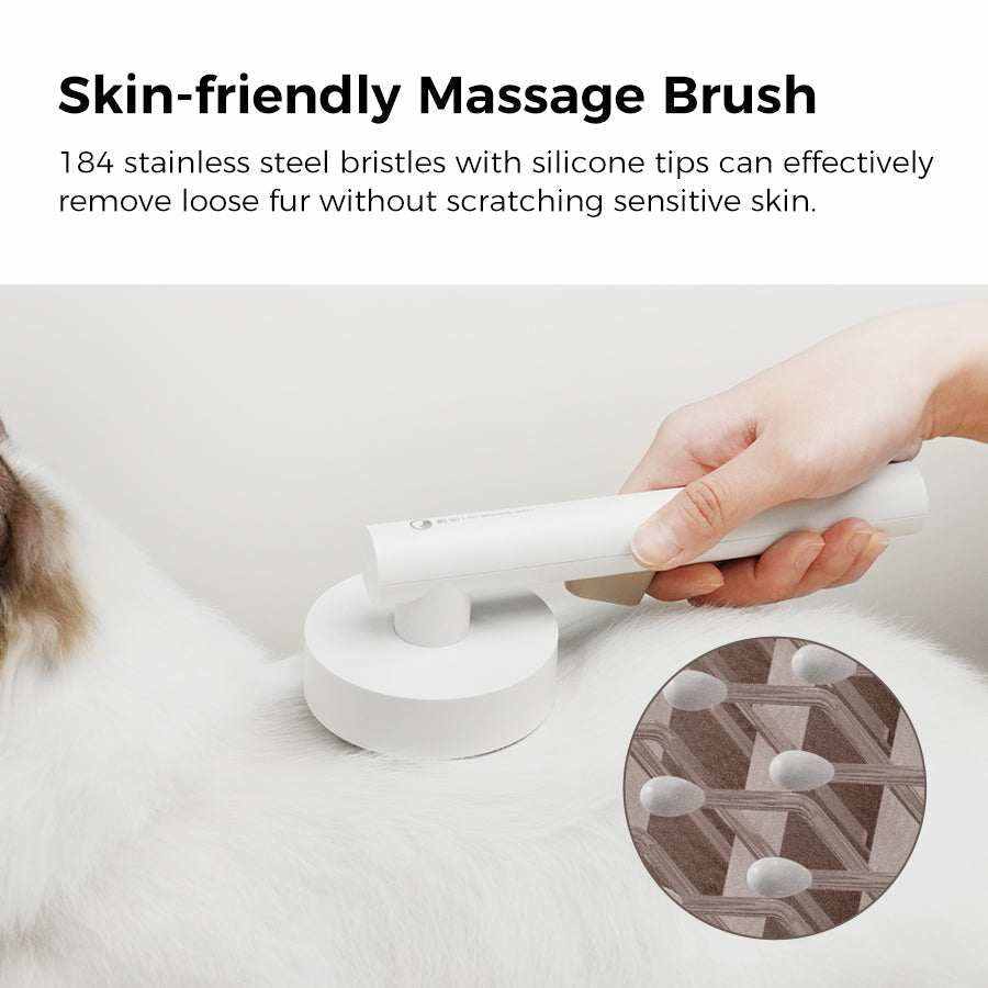 Daily Pet Brush with non-abrasive bristles and easy-clean button for gentle grooming.