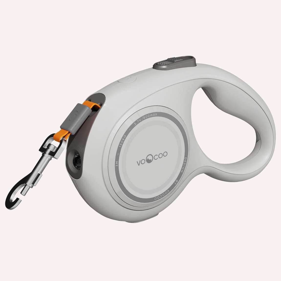 Pro Retractable Leash in grey with ergonomic handle and tangle-free design.